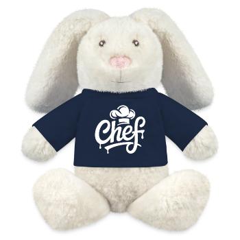 Lettrage du logo du chef - Lapin en peluche recyclé MiniFeet® Crème - bleu marine - Devant