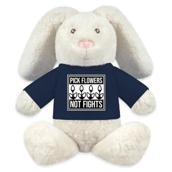 Cueillez des fleurs, pas des disputes, fleurs Paix Logo drôle - Lapin en peluche recyclé MiniFeet® Crème - bleu marine - Devant