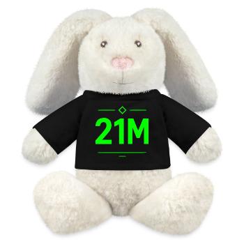 21M Bitcoin Schriftzug Neon Grün Motiv Limit - MiniFeet® RecycelHase® Creme - Schwarz - Vorne