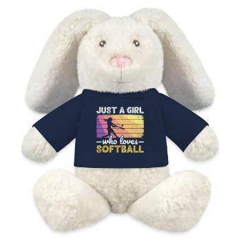 Juste une fille qui adore les adolescentes joueuses de softball - Lapin en peluche recyclé MiniFeet® Crème - bleu marine - Devant