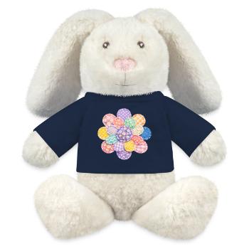 Colorful Flower Patchwork Pillow Vintage Design - MiniFeet® RecycelHase® Bunny Cream - french navy - Front