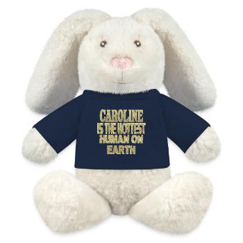 Caroline - Lapin en peluche recyclé MiniFeet® Crème - bleu marine - Devant