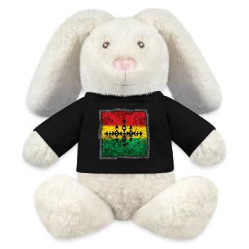 Abstraktes Reggae Färbe-Cross - MiniFeet® RecycelHase® Creme - Schwarz - Vorne