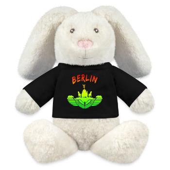 Berlin Design / Berliner Bär Brandenburger Tor - Lapin en peluche recyclé MiniFeet® Crème - noir - Devant