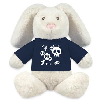 Tête de mort manga invasion (blanc) - Lapin en peluche recyclé MiniFeet® Crème - bleu marine - Devant