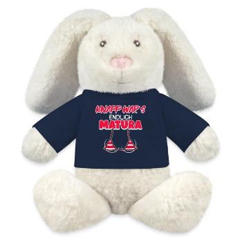 Matura Schulabschluss Abitur Maturareise Spruch - MiniFeet® RecycelHase® Creme - French Navy - Vorne