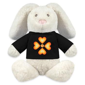 70s Flower Pattern - MiniFeet® RecycelHase® Bunny Cream - black - Front