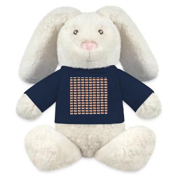Motif tête de renard, motif enfant - Lapin en peluche recyclé MiniFeet® Crème - bleu marine - Devant