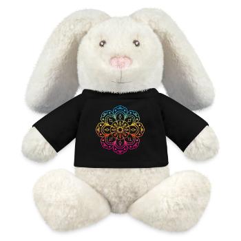 Regenbogen Yoga Seele Mandala Blüte India Ornament - MiniFeet® RecycelHase® Creme - Schwarz - Vorne