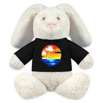 Palmiers île des caraïbes plage vacances mer été - Lapin en peluche recyclé MiniFeet® Crème - noir - Devant