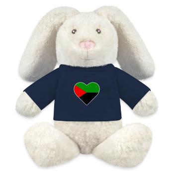 Coeur rouge vert noir couleur drapeau Martinique - Lapin en peluche recyclé MiniFeet® Crème - bleu marine - Devant