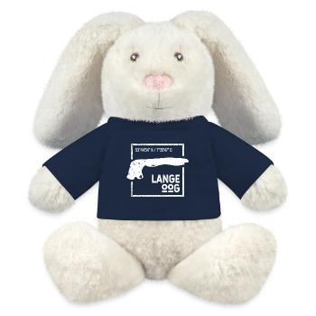 Langeoog | Island silhouette stamp design - MiniFeet® RecycelHase® Bunny Cream - french navy - Front