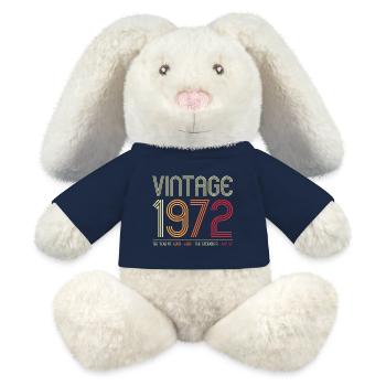 Millésime 1972 Rétro Année Graphique - Lapin en peluche recyclé MiniFeet® Crème - bleu marine - Devant