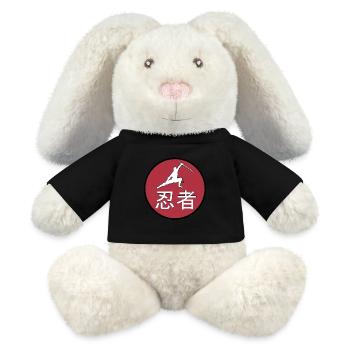 Ninja Japan Kanji Font Flag Sun Gift - MiniFeet® RecycelHase® Bunny Cream - black - Front