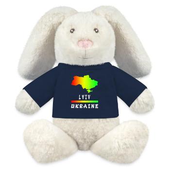 Lviv Ukraine rainbow design - MiniFeet® RecycelHase® Bunny Cream - french navy - Front
