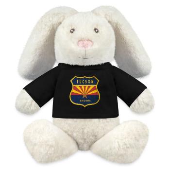 Drapeau Tucson Arizona Motif écusson - Lapin en peluche recyclé MiniFeet® Crème - noir - Devant