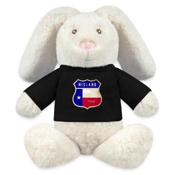 Midland Texas crest flag design - MiniFeet® RecycelHase® Bunny Cream - black - Front