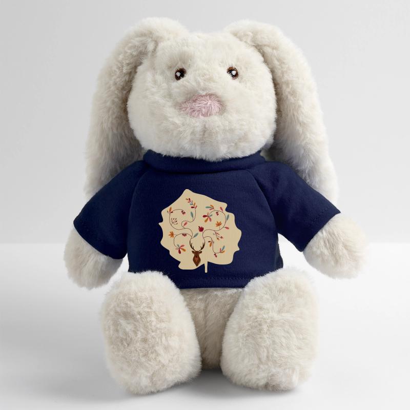 Hirsch im Herbst Geschenk Idee Geweih mit Blättern MiniFeet® RecycelHase® Creme
