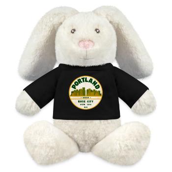 Insigne vintage de Portland Rose City - Lapin en peluche recyclé MiniFeet® Crème - noir - Devant