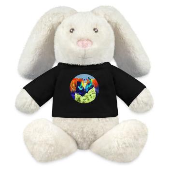 Horse Couple Popart Circle Design - MiniFeet® RecycelHase® Bunny Cream - black - Front