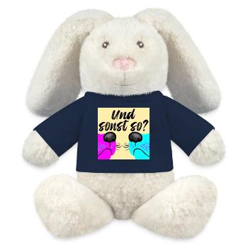 Hunde Gassi Gespräche - Hundewelpen lustig - MiniFeet® RecycelHase® Creme - French Navy - Vorne