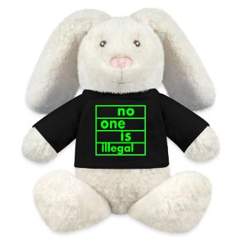No one is illegal - Lapin en peluche recyclé MiniFeet® Crème - noir - Devant