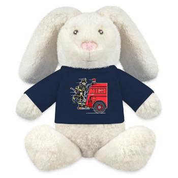 Feuerwehrmann Brandschutz Retter Feuerwehrauto - MiniFeet® RecycelHase® Creme - French Navy - Vorne