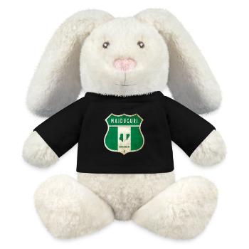 Design du drapeau de Maiduguri, Nigeria - Lapin en peluche recyclé MiniFeet® Crème - noir - Devant