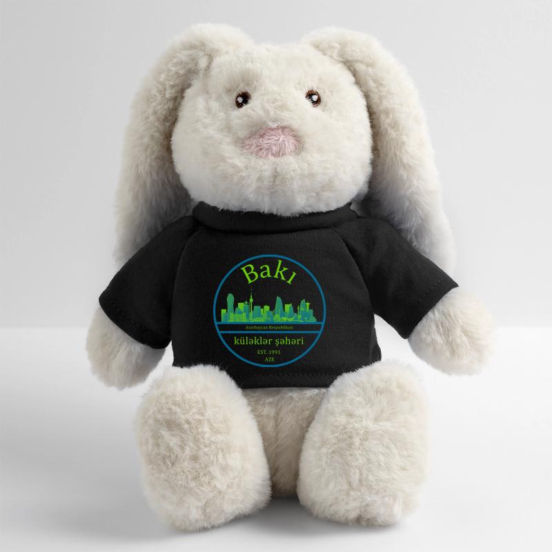 Conception de cercle de la skyline de Bakou avec vert néon Lapin en peluche recyclé MiniFeet® Crème
