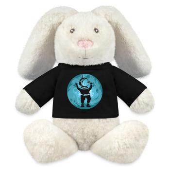 Astronaut moon Cosmos Mond space Symbol - MiniFeet® RecycelHase® Creme - Schwarz - Vorne