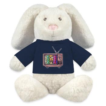 TV Nuit Streaming Cinéma Films Télévision - Lapin en peluche recyclé MiniFeet® Crème - bleu marine - Devant