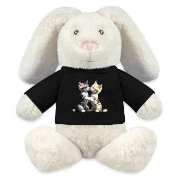 Embrasser les chats - Lapin en peluche recyclé MiniFeet® Crème - noir - Devant