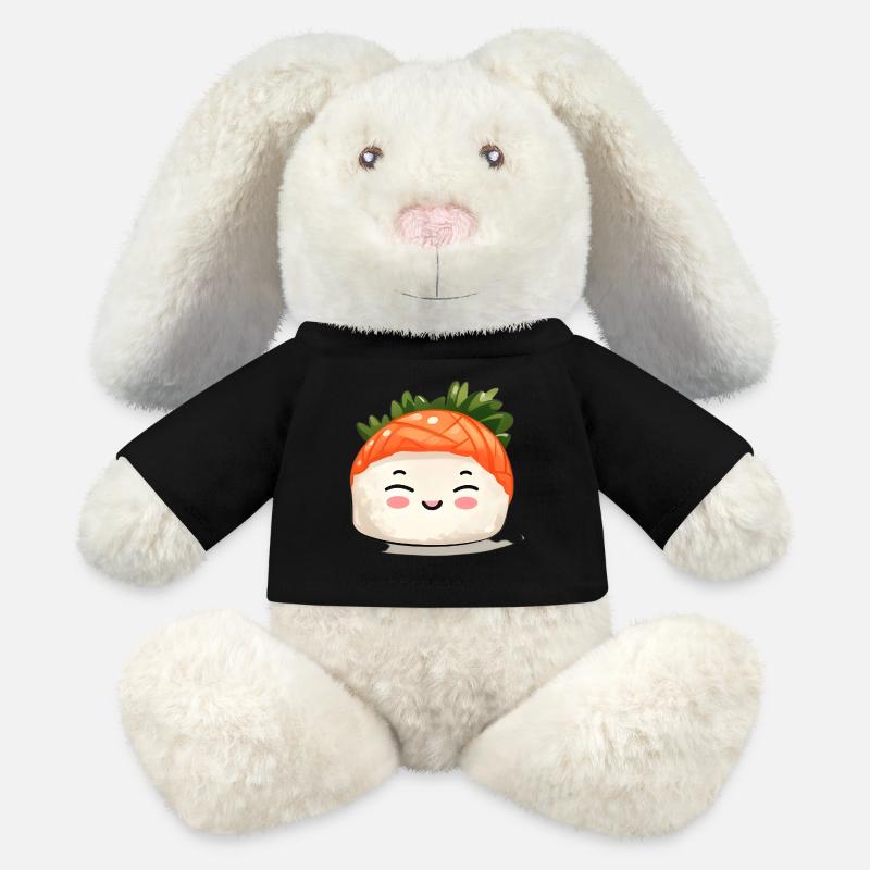 Sushi - Lapin en peluche recyclé MiniFeet® Crème - noir