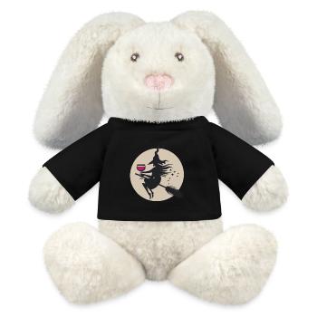 Moonlit Witch on Broom with Wine - MiniFeet® RecycelHase® Bunny Cream - black - Front