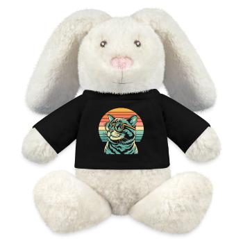 Retro Sunset Cat with Glasses - MiniFeet® RecycelHase® Bunny Cream - black - Front