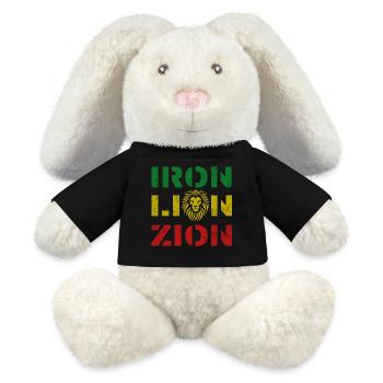 iron lion zion, rasta colours - MiniFeet® RecycelHase® Creme - Schwarz - Vorne