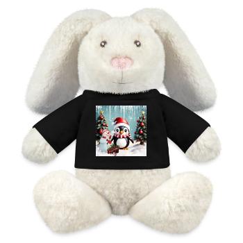 Niedlicher lustiger Pinguin - MiniFeet® RecycelHase® Creme - Schwarz - Vorne