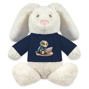 Chemise drôle de gecko gecko sur Internet Coffee Nerd - Lapin en peluche recyclé MiniFeet® Crème - bleu marine - Devant