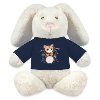 Drums, Cat, Musician, Drummer - MiniFeet® RecycelHase® Bunny Cream - french navy - Front