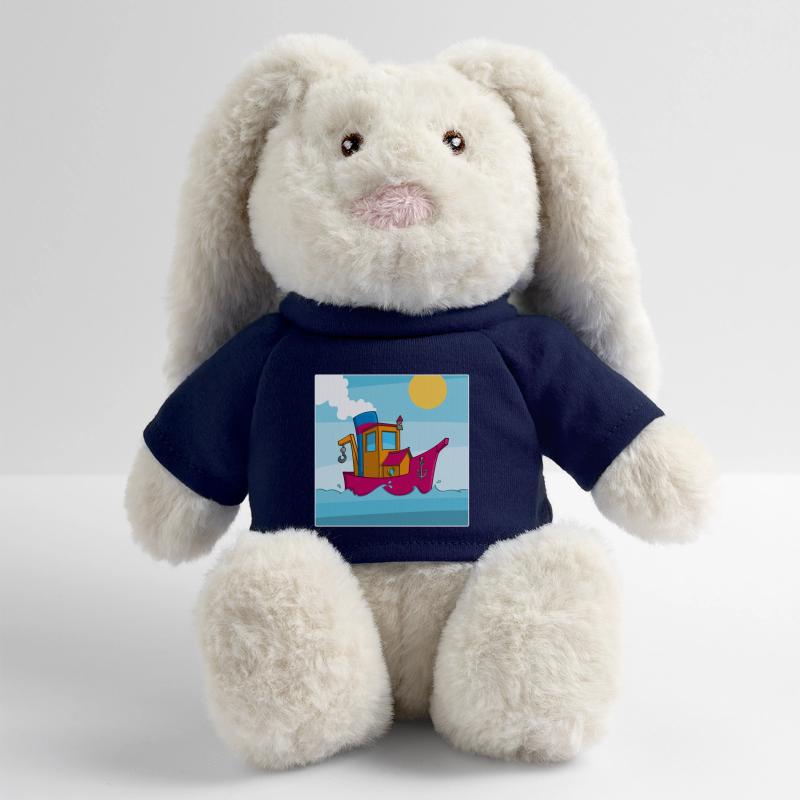 Image colorée d’un remorqueur amusant Lapin en peluche recyclé MiniFeet® Crème