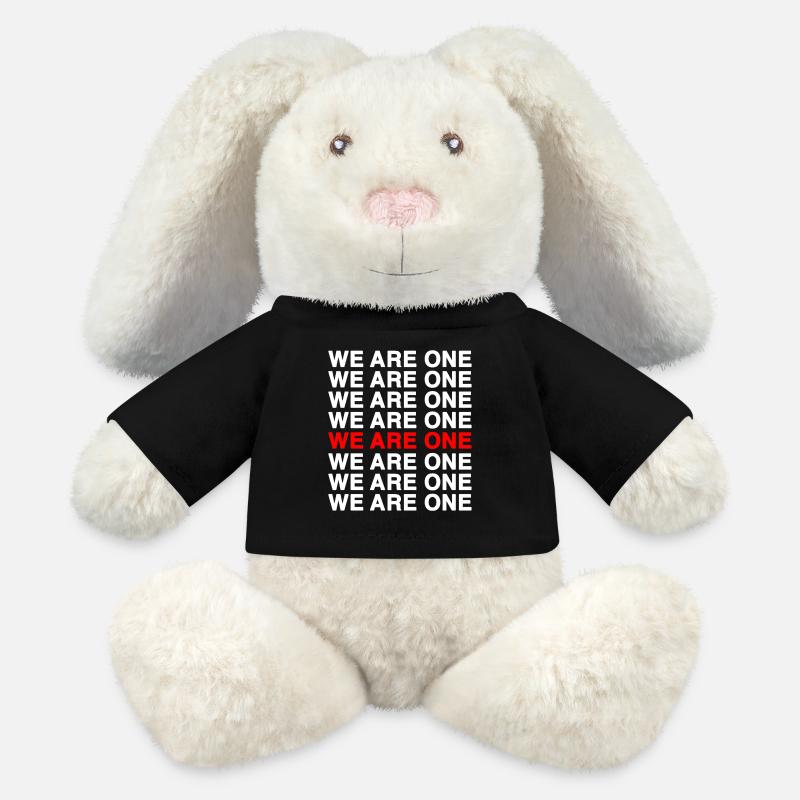 We Are One – Bold Typo Pattern - MiniFeet® RecycelHase® Bunny Cream - black