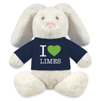 J’ADORE LES CITRONS VERTS - Lapin en peluche recyclé MiniFeet® Crème - bleu marine - Devant