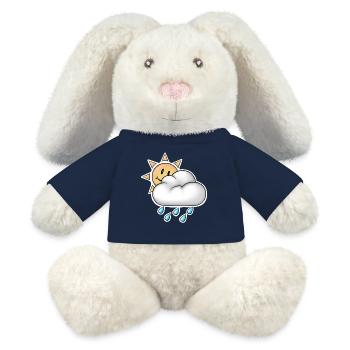 Cheerful Sun with Cloud Rain - MiniFeet® RecycelHase® Bunny Cream - french navy - Front