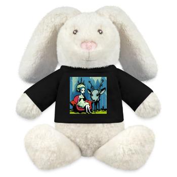 Psychedelic deer 01 - MiniFeet® RecycelHase® Bunny Cream - black - Front