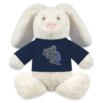 koala in aboriginal patterns, tribal - MiniFeet® RecycelHase® Bunny Cream - french navy - Front