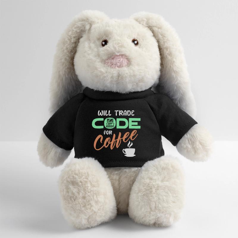 Programmeur, Développeur, Instruction de code, Ordinateur Lapin en peluche recyclé MiniFeet® Crème