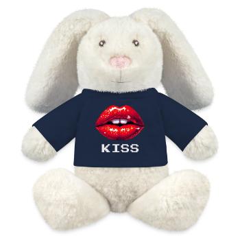 Rote Lippen, Kuss - MiniFeet® RecycelHase® Creme - French Navy - Vorne