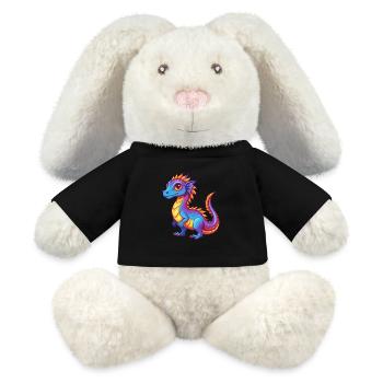 basilic coloré kawaii personnage de dessin animé clipart - Lapin en peluche recyclé MiniFeet® Crème - noir - Devant