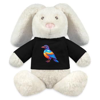 Elster Bunte Kawaii Cartoon Figur Vogel - MiniFeet® RecycelHase® Creme - Schwarz - Vorne