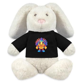 Sea Anemone Colorful Kawaii Cartoon Sea Animal - MiniFeet® RecycelHase® Bunny Cream - black - Front